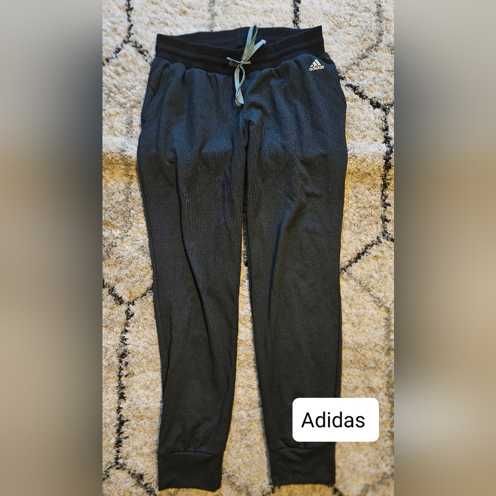 Adidas Gren Black Drawstring Climawarm Sweat Pant Joggers Size Large